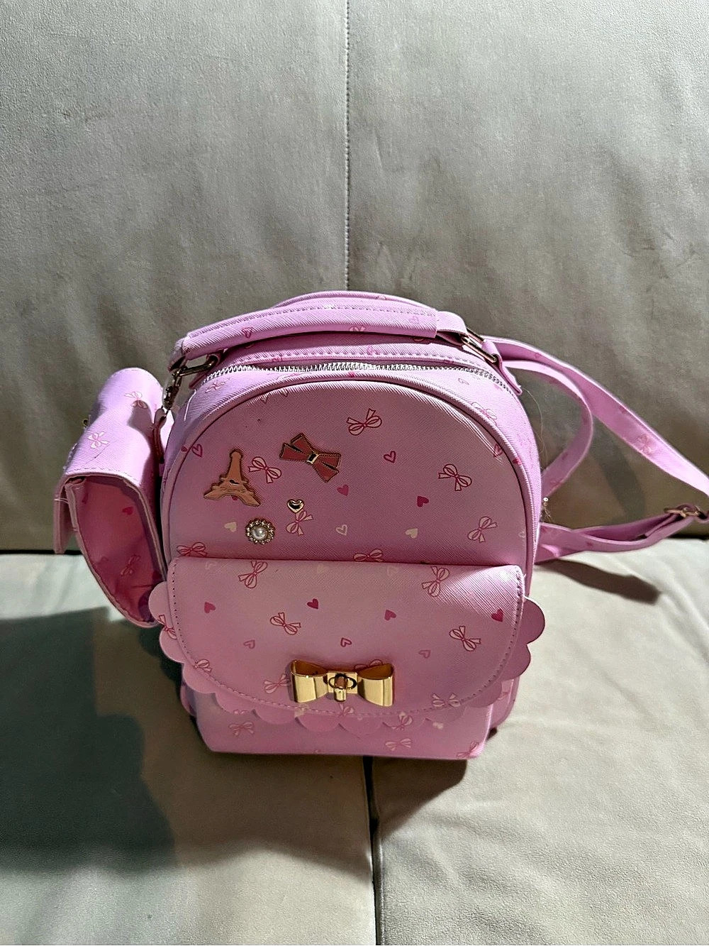 Pink Bow Charm Backpack - Picture 2 of 9